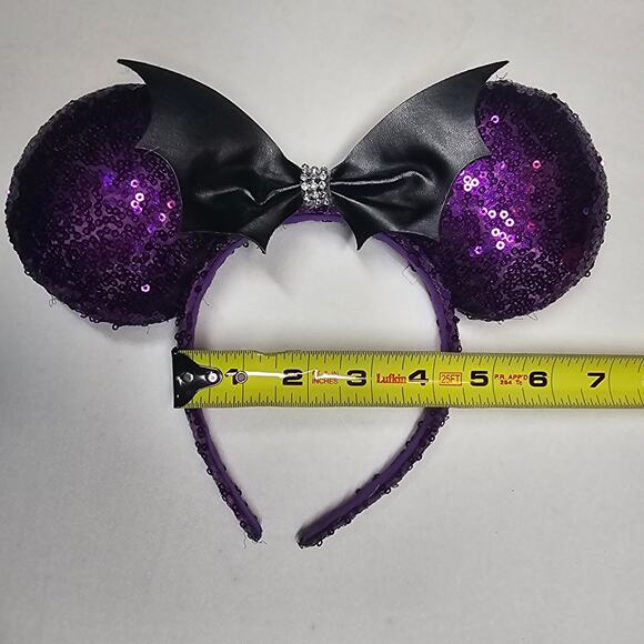 Disney Halloween Minnie Mouse Ears Purple Headband Sequins and Rhinestones - Picture 8 of 8